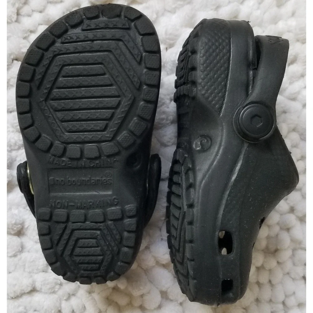 NO BOUNDERIES Infants toddler BLACK Water Shoes/Clog/Sandal W/Back Strap Y2K Vtg